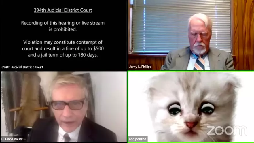 The lawyer struggled to remove the kitty filter (