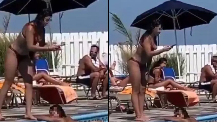 Woman Divides The Internet By Posing For Photos In Public Pool