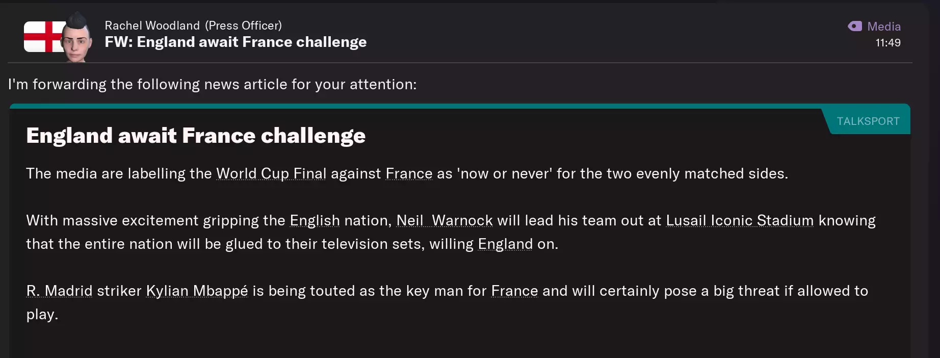 France and Real Madrid forward Kylian Mbappe has scored eight goals this tournament. Image credit: Football Manager 2022