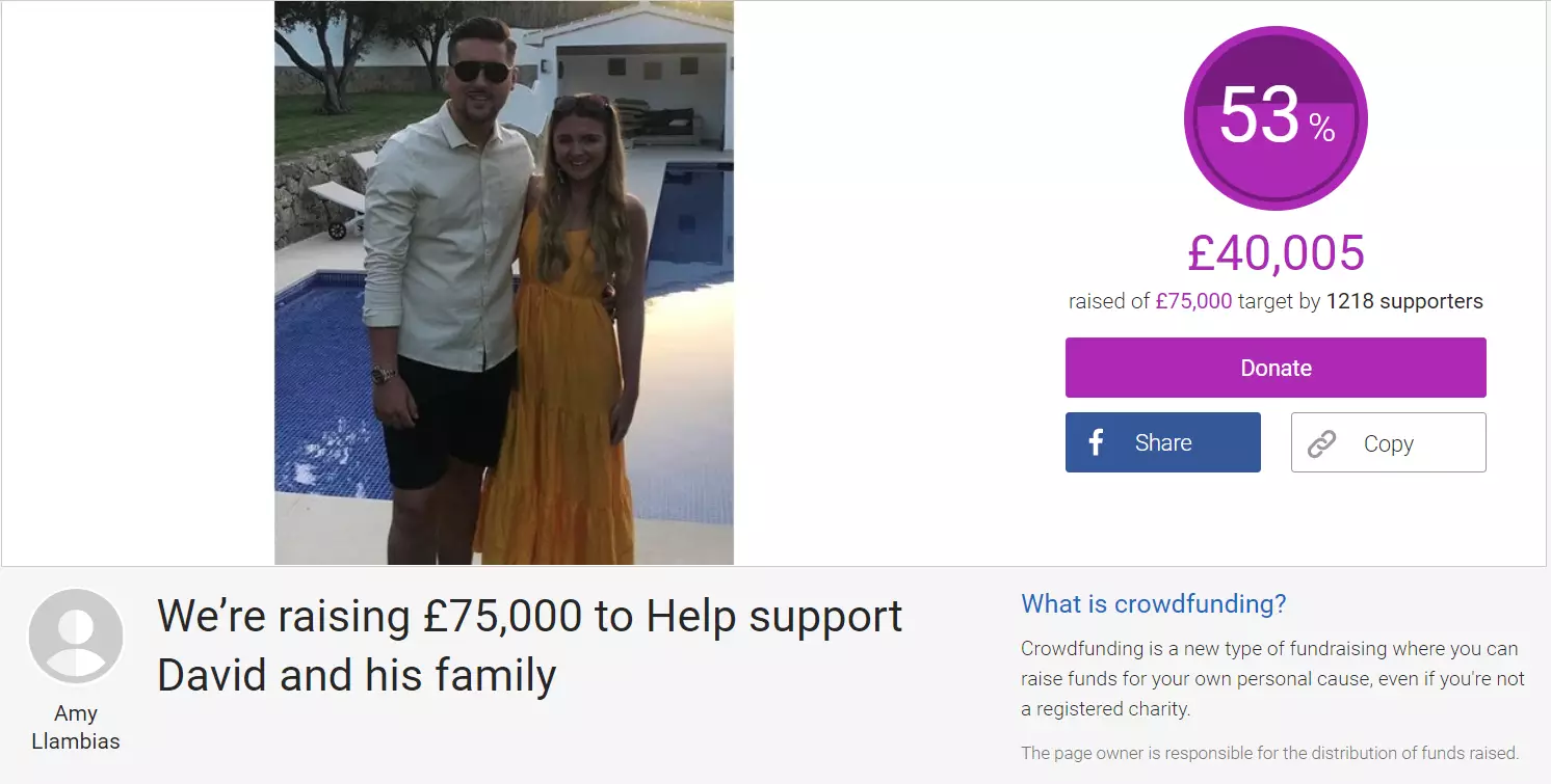 David's Just Giving campaign is over halfway to its £75,000 target.