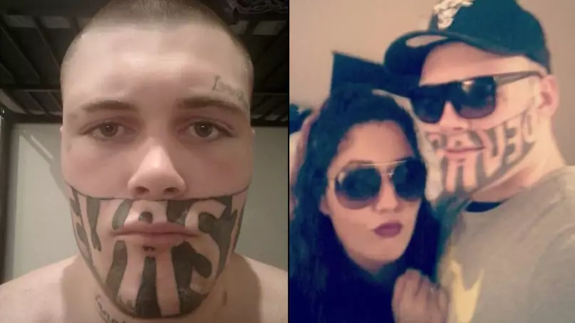 Guy With 'DEVAST8' Tattooed To His Face Spotted In His New Job