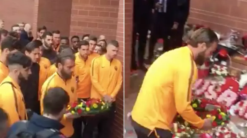 Daniele De Rossi Lays A Wreath At The Hillsborough Memorial On Behalf Of AS Roma