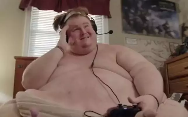 Casey's mum kicked him out when he quit his job so he moved in with his dad where he eats all day and plays video games in the nude.