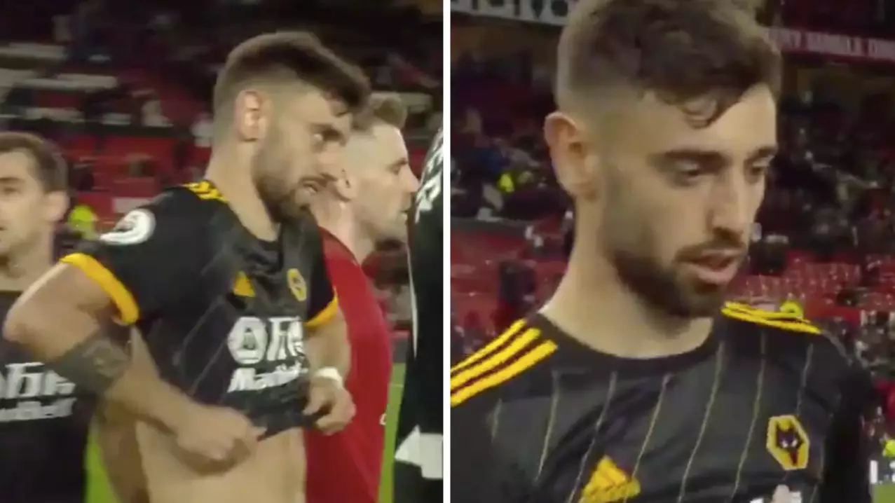 Fans React To Bruno Fernandes Walking Around Old Trafford In A Wolves Shirt At Full-Time