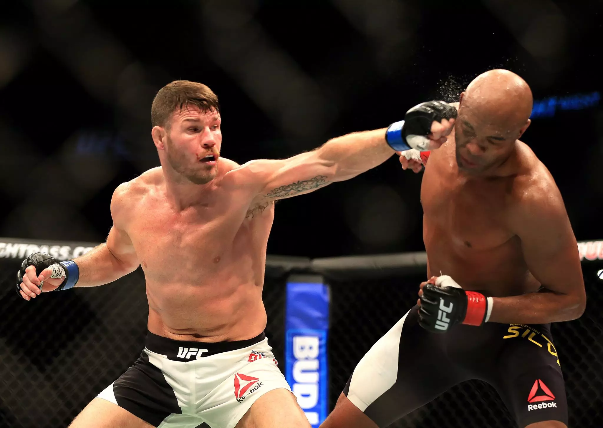 Bisping in action against Silva. Image: PA