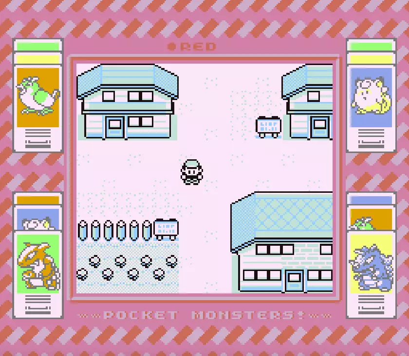 A screen from Pokémon Red/Pocket Monsters Akai, running on a Super Game Boy /