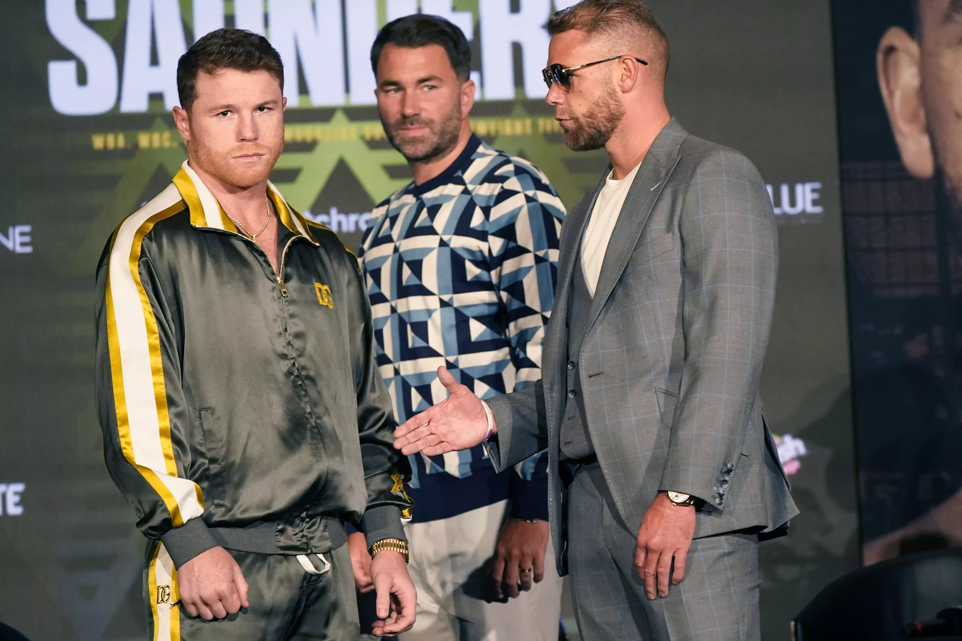 Canelo fight Billy Joe Saunders, right, at a much higher weight than when he lost to Mayweather. Image: PA Images