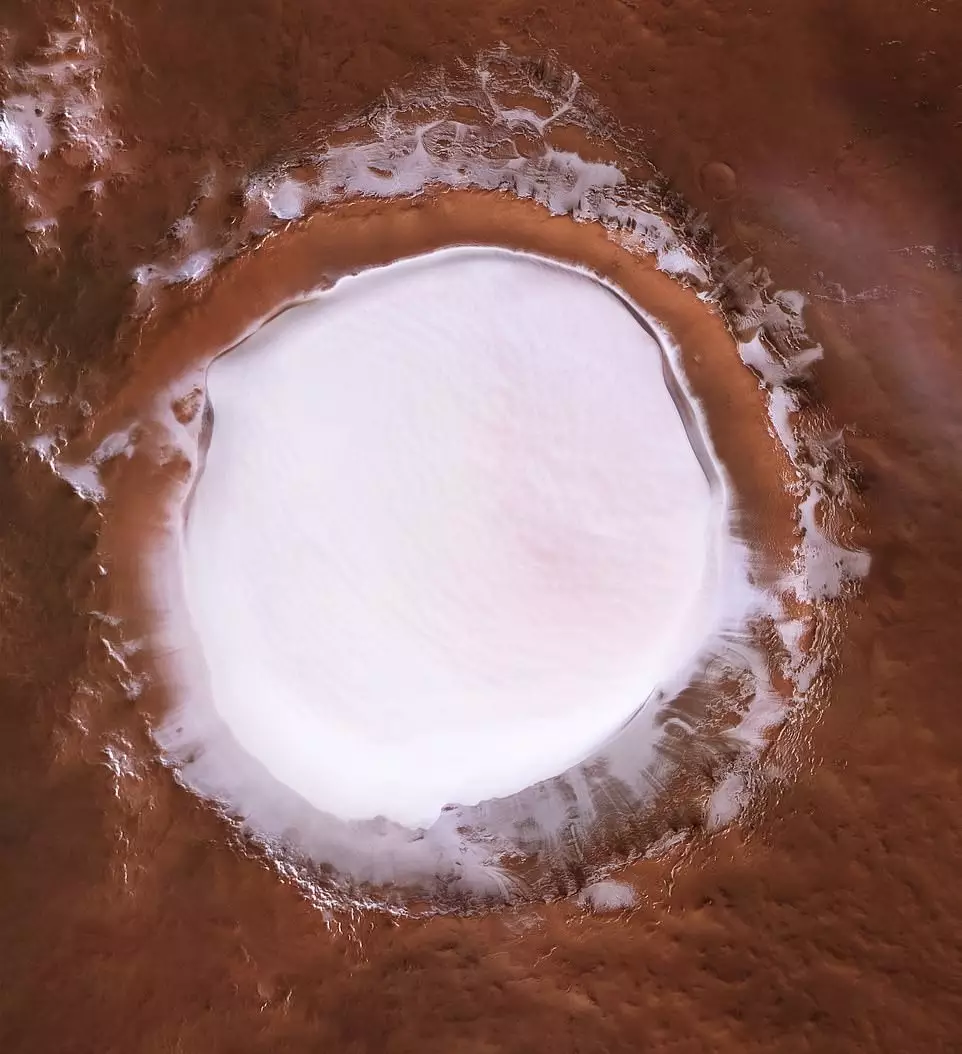 The huge icy crater on Mars.