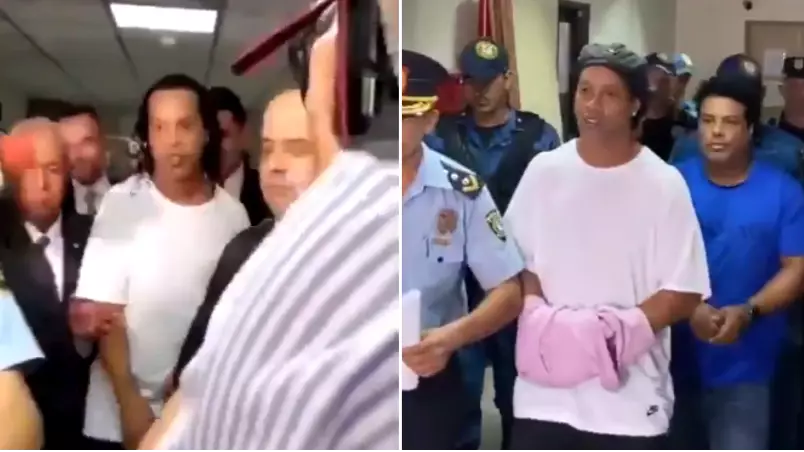 Footage Emerges Of Ronaldinho In Handcuffs Following Arrest In Paraguay 