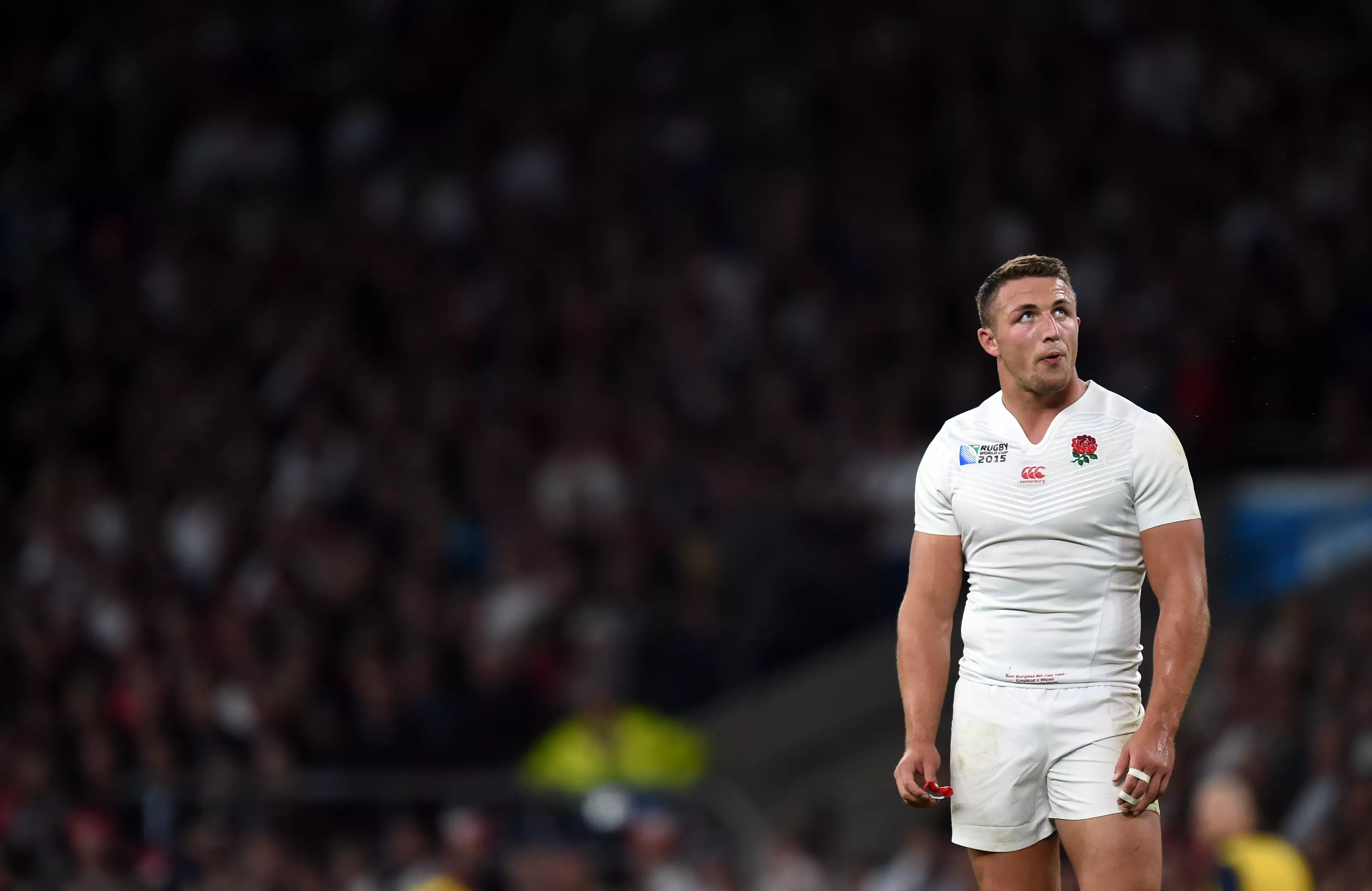 Sam Burgess representing England at the 2015 rugby union World Cup.