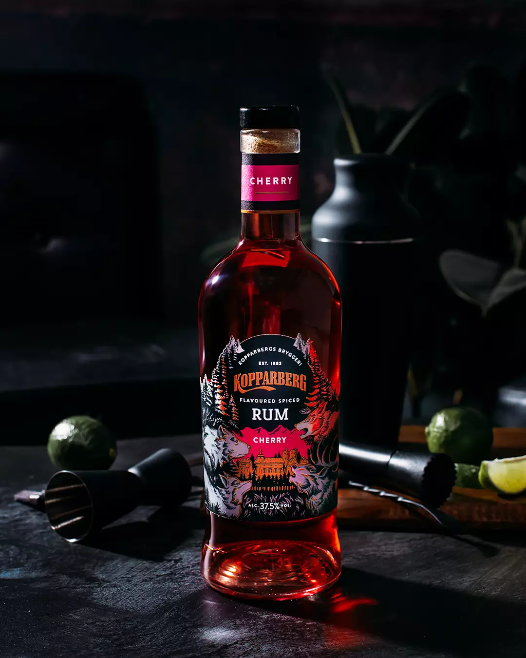 Kopparberg Cherry Spiced Rum infuses a deep, spiced rum with bold and bright cherry fruit flavours (