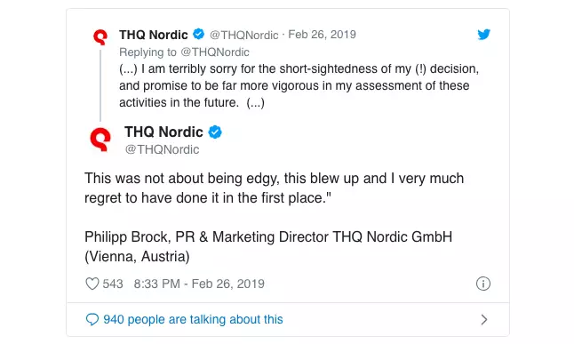 THQ Nordic realises its mistake