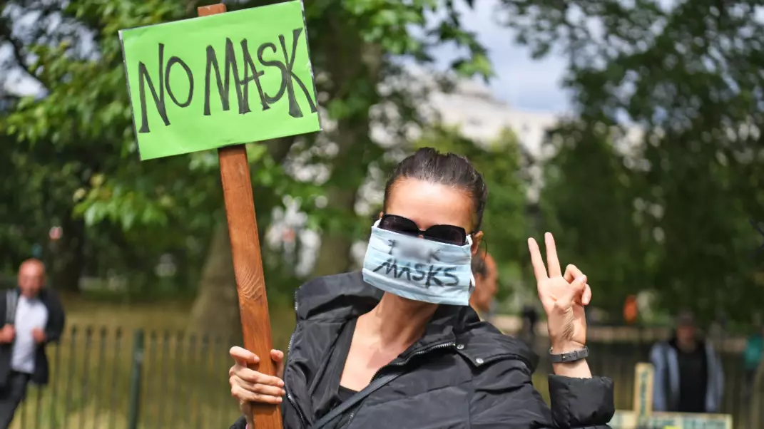 Hundreds Gather In London To Protest Against Wearing Face Masks