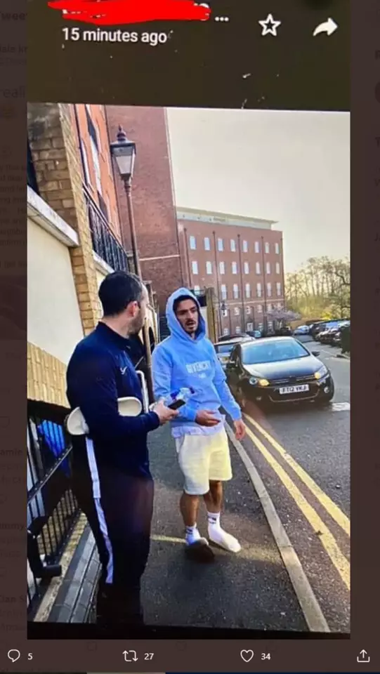 The man involved in the incident, who is thought to be Grealish. Image: Twitter
