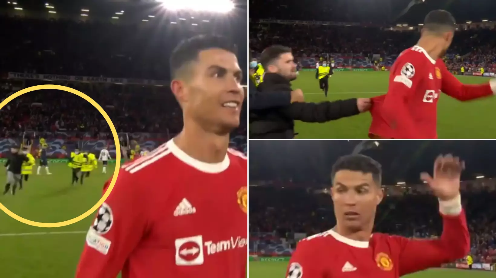 Crazed Fan Tries To Get Cristiano Ronaldo's Shirt, Steward Almost Takes Him Out In Bizarre Sequence 