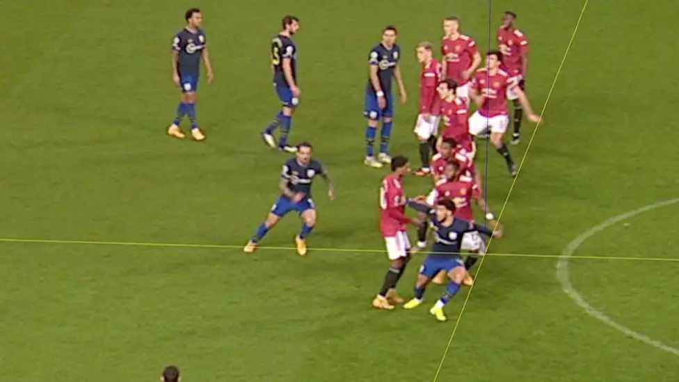 VAR Rules Out Che Adams' Goal Against Manchester United After His Finger Was Offside 