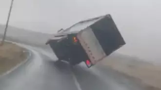Shocking Moment High Winds From Storm Jorge Blow Over Truck