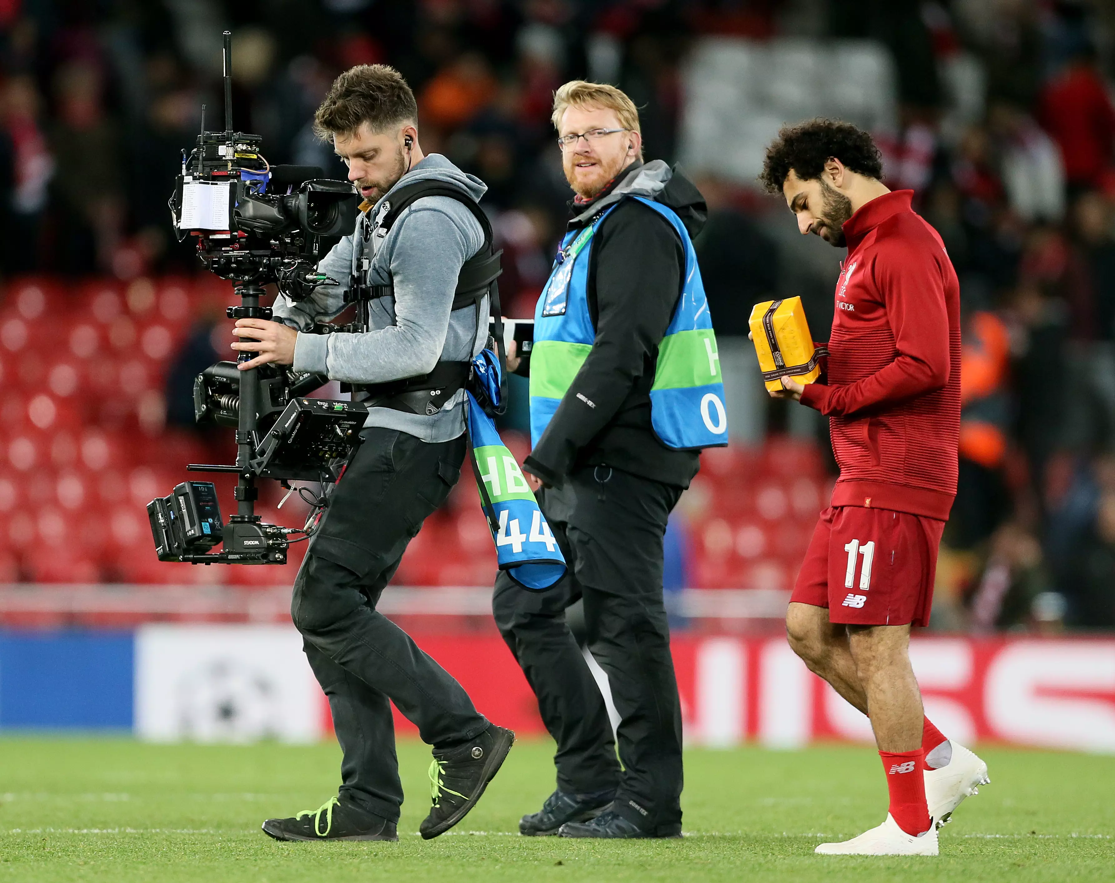 Salah trying to work out if there's any coffee creams in the box. Image: PA Images