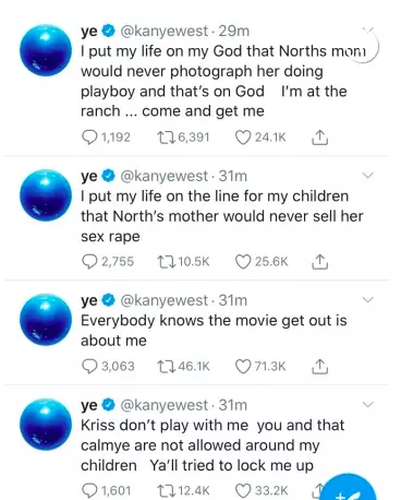 Kanye's tweets last night - now deleted (