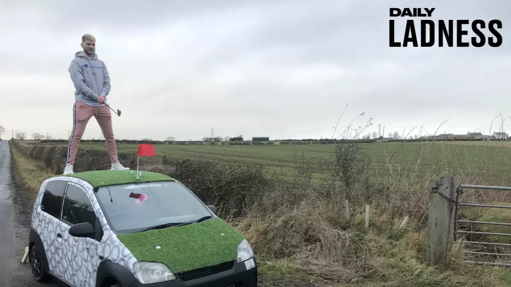 Two Friends Turn Their Car Into A Mobile Golf Driving Range