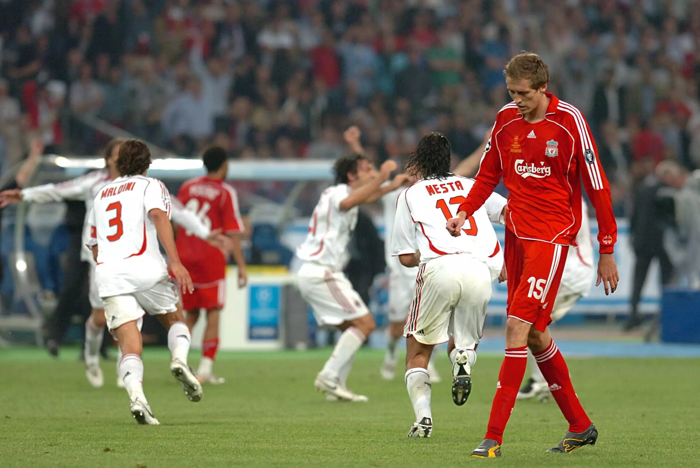 Crouch after Milan had beaten them in the final. Image: PA Images