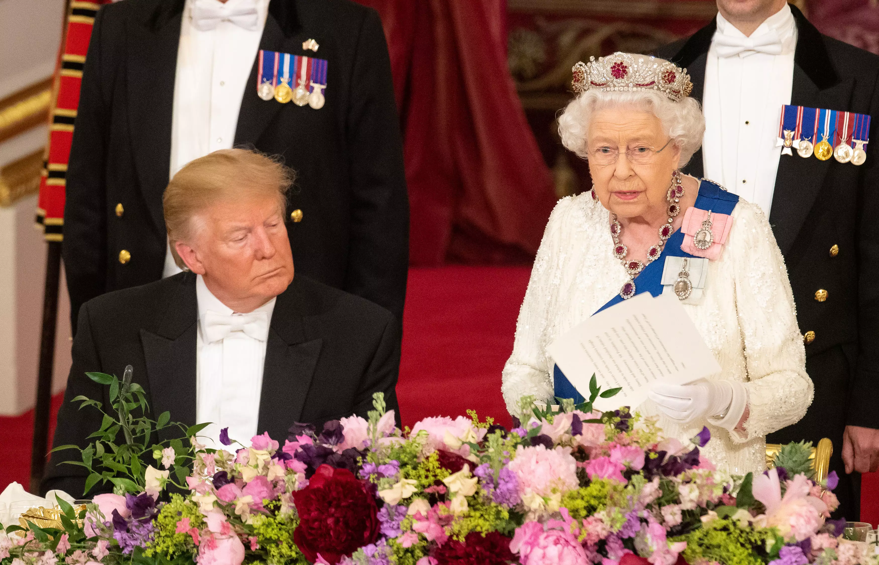 Donald Trump appeared to have a little micro-sleep during the Queen's speech.