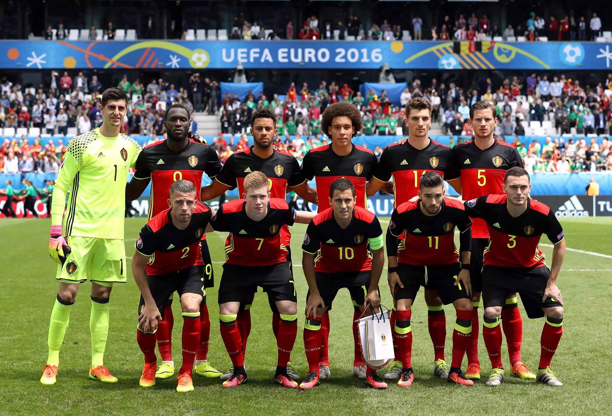 Belgium line up in the European Championships. Image: PA