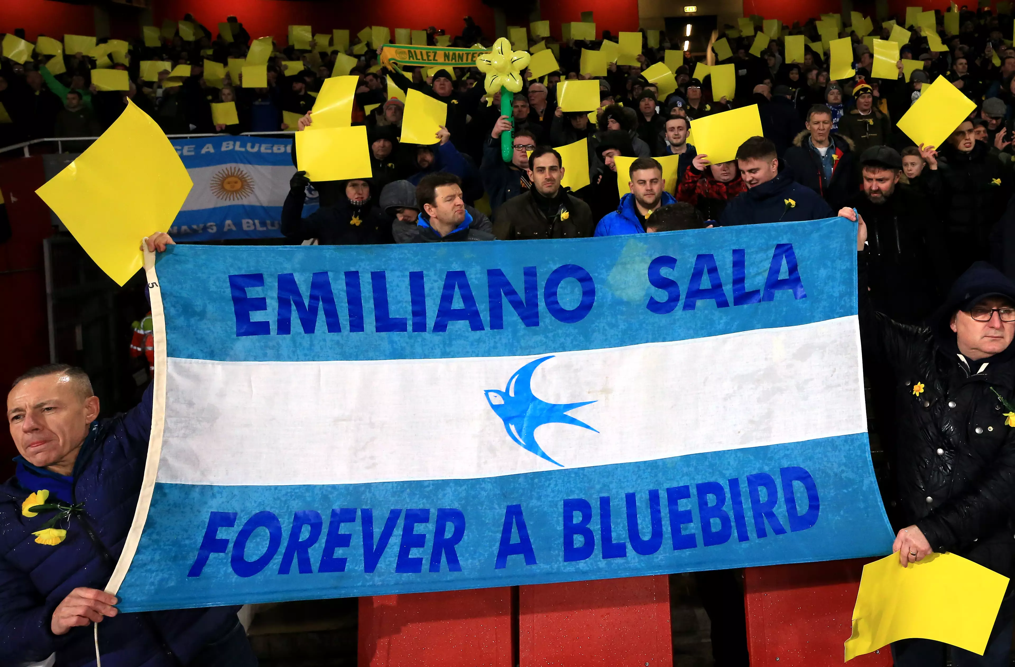 Tribute from Cardiff fans. Image: PA Images