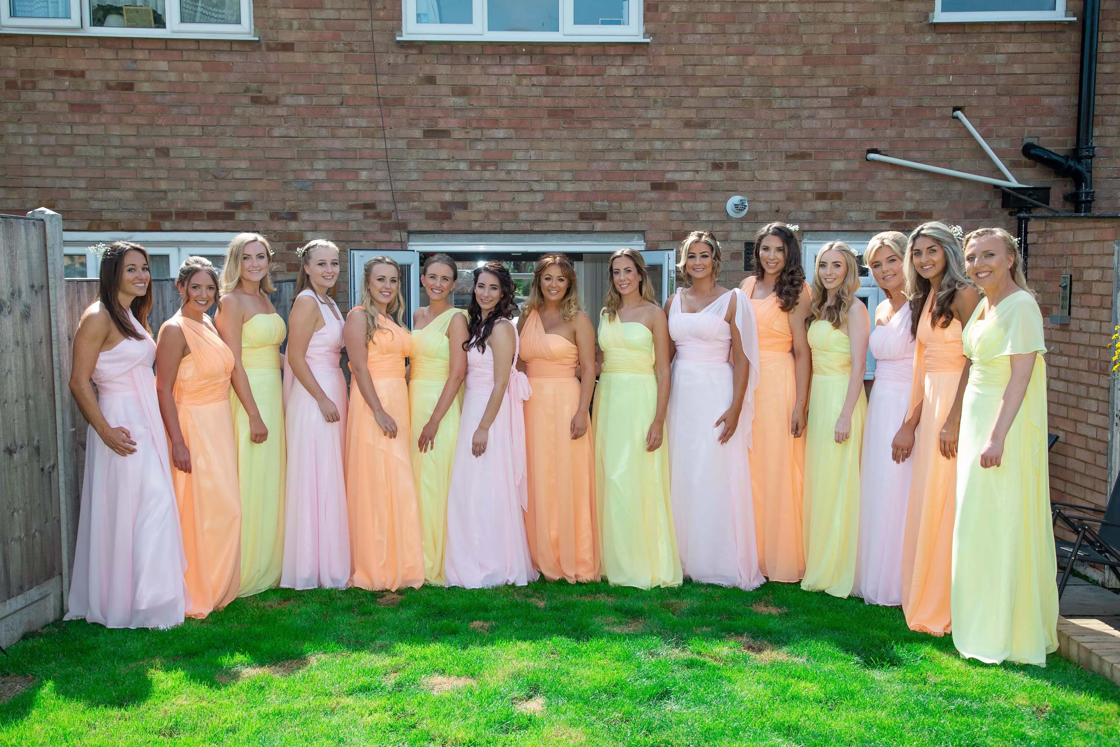 The bride picked three pastel colours for her 'maids (