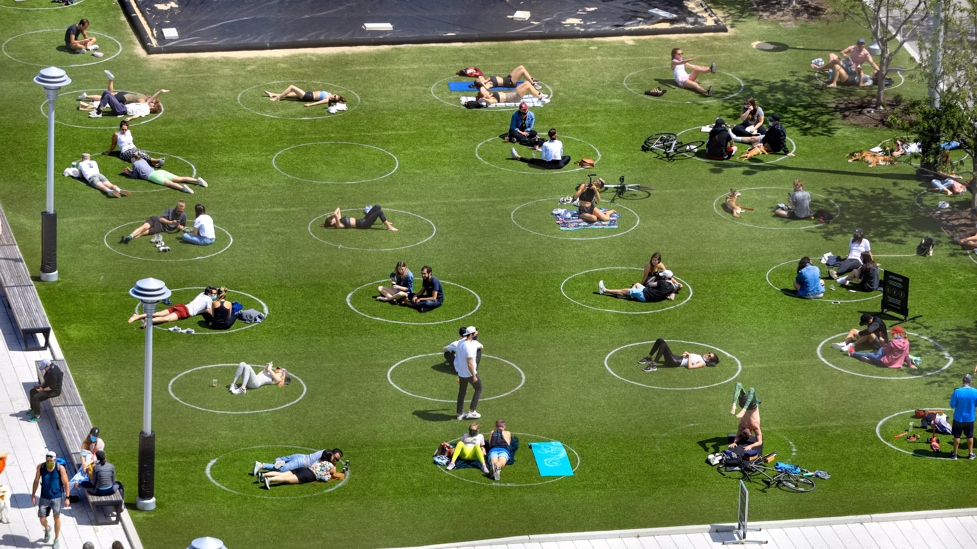 New York Park Paints 'Social Distancing' Circles On Grass 