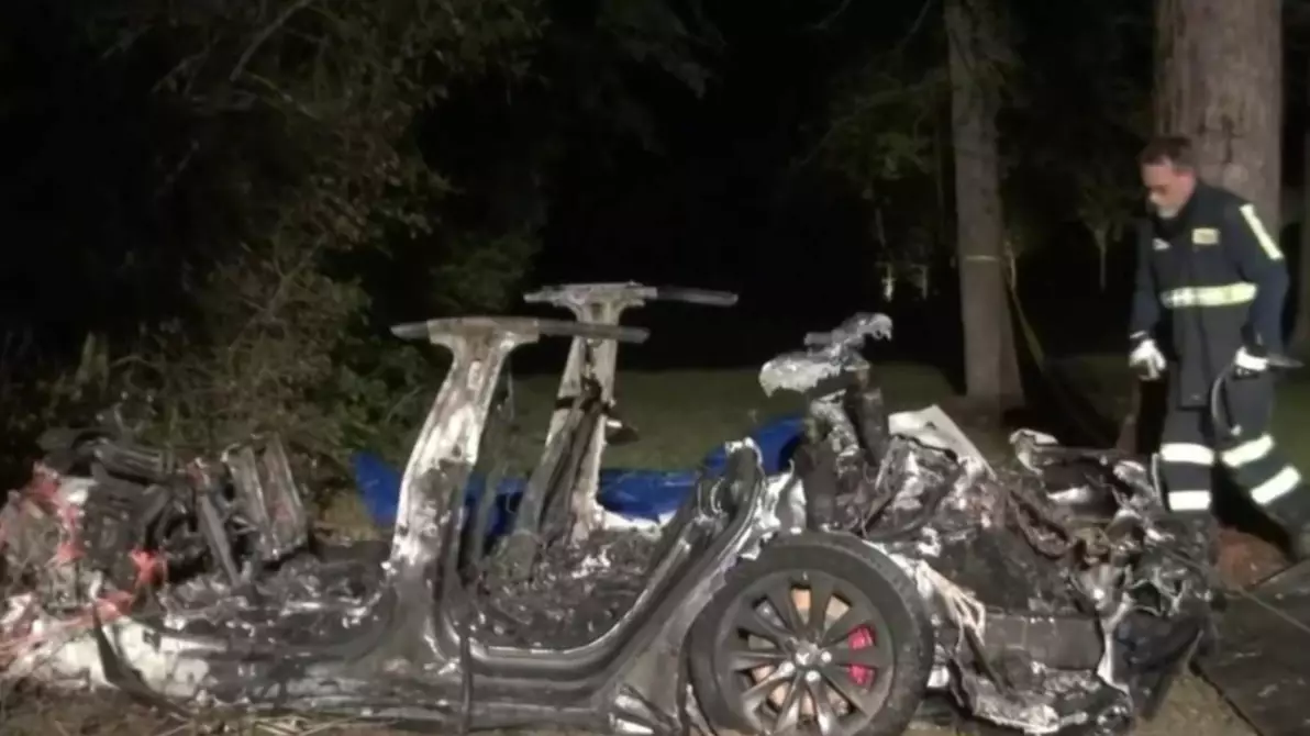 Two People Are Dead After Tesla Car Crashes Into Tree And Bursts Into Flames