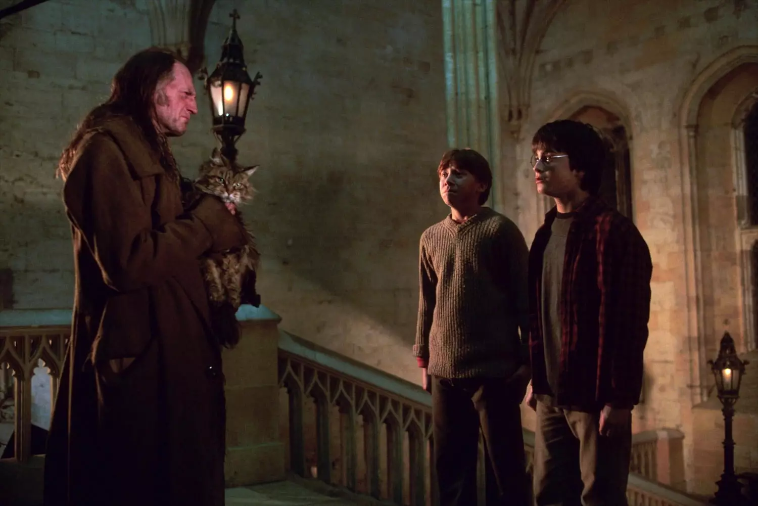 Filch regularly catches Harry and Ron breaking the rules (