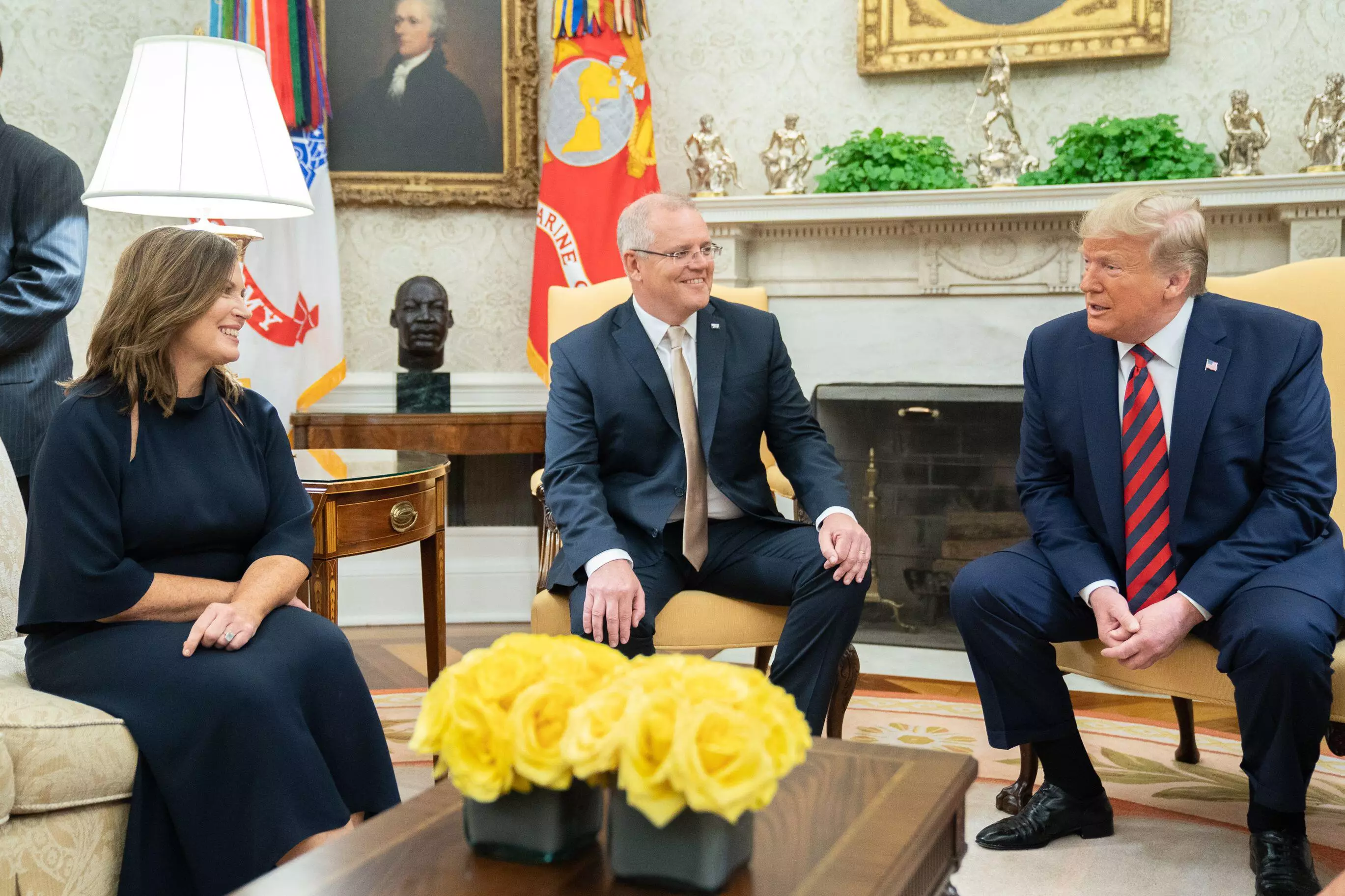 Jenny and Scott Morrison with then President Trump in 2019.