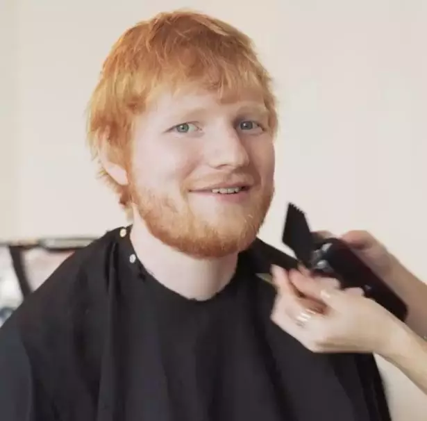 Ed was seen getting his beard trimmed at the beginning of the clip.