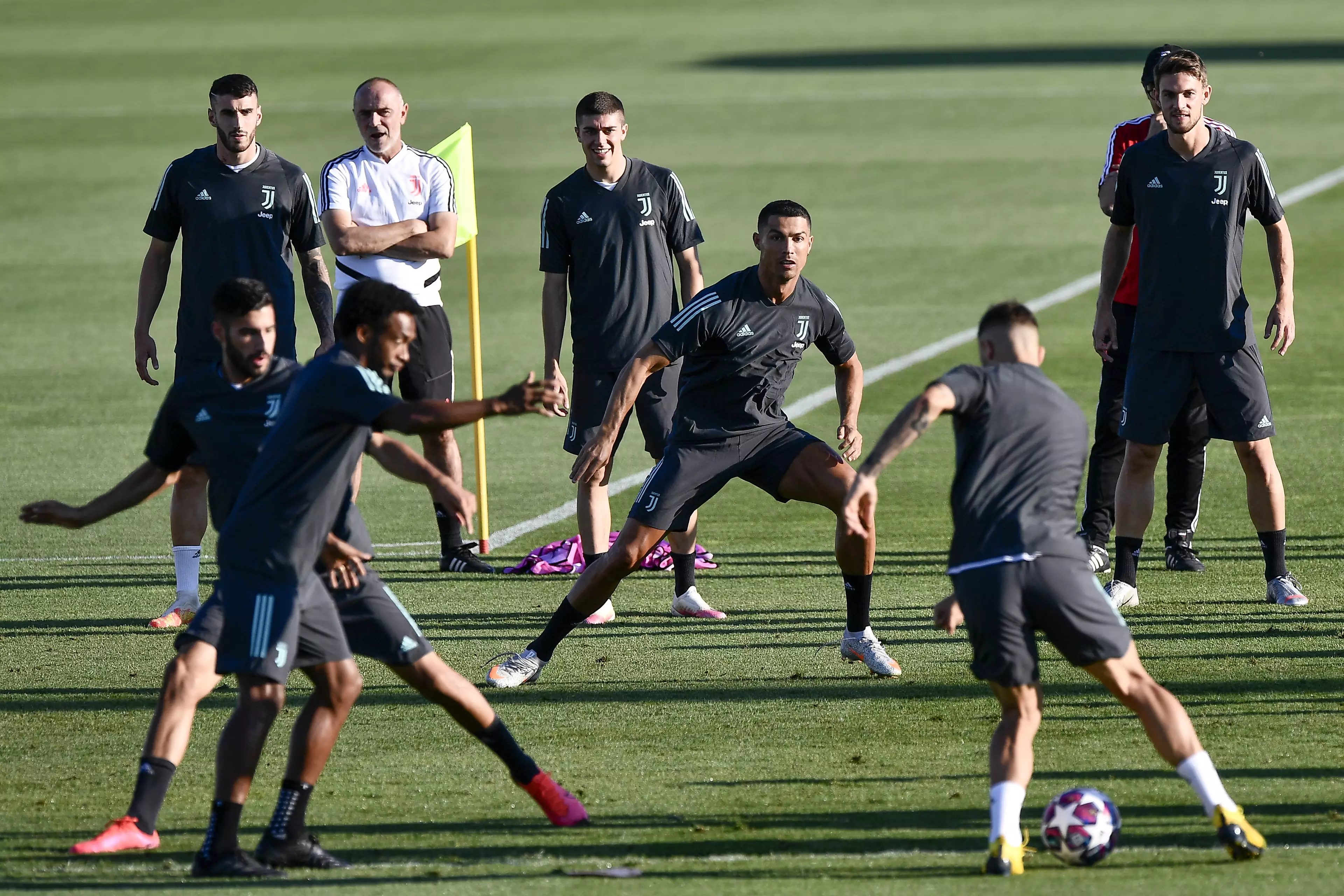 Ronaldo in training ahead of the Lyon game. Image: PA Images