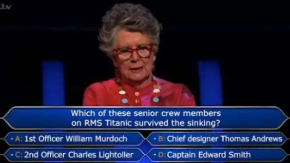 GBBO's Prue Leith Divides Who Wants To Be A Millionaire Fans After Losing £48k On 'Disastrous' Titanic Guess