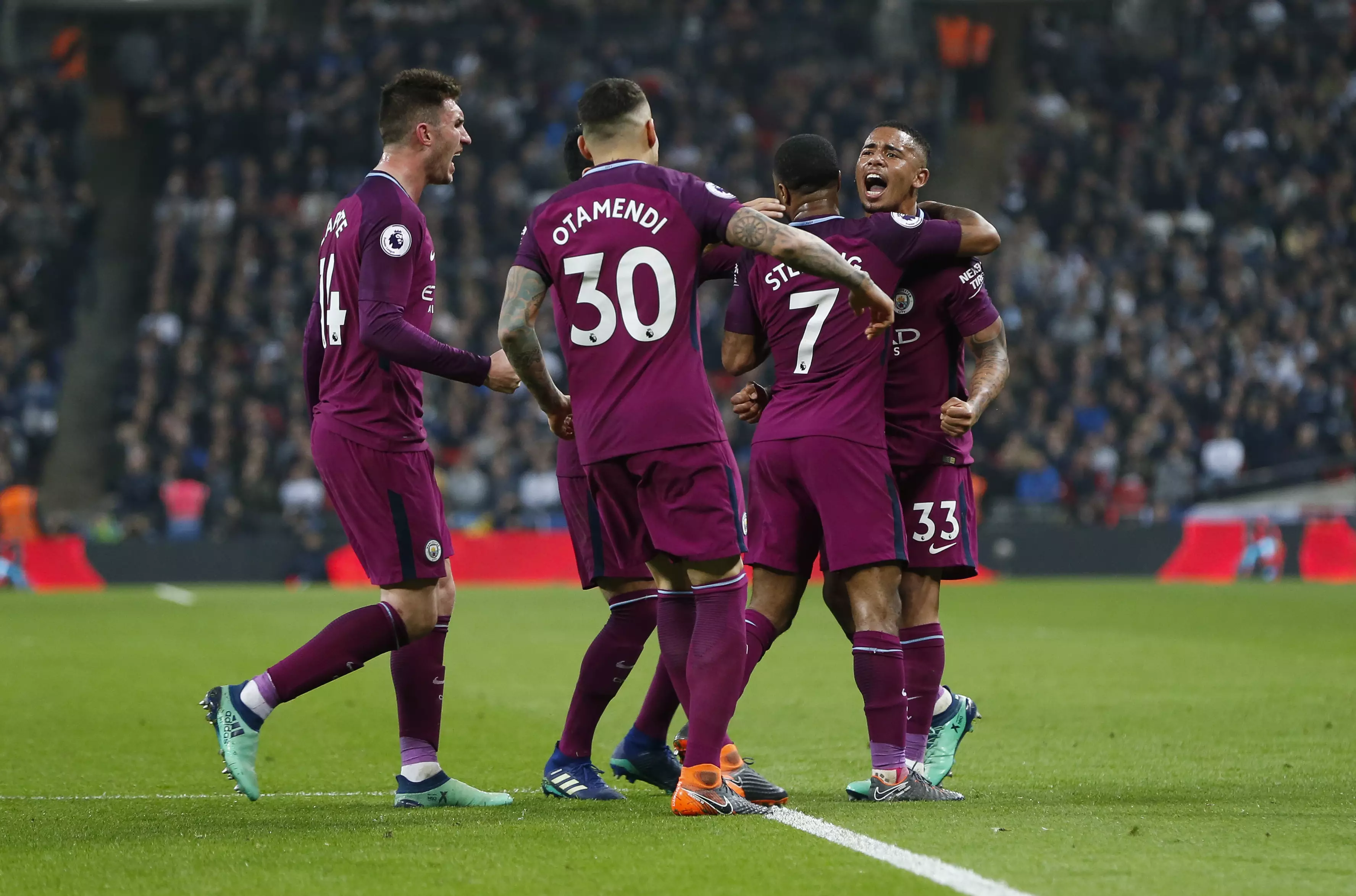 City players celebrate against Spurs. Image: PA Images