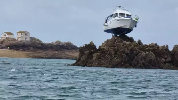 Boat Marooned 10 Feet In Air After Getting Stuck On Rocks