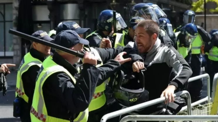 Nationalist Protesters Chanting 'England' Clash With Police In London