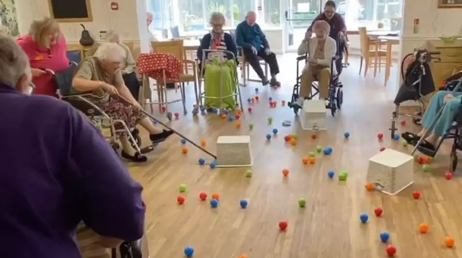 Residents screamed with delight as they played real life Hungry Hippos.