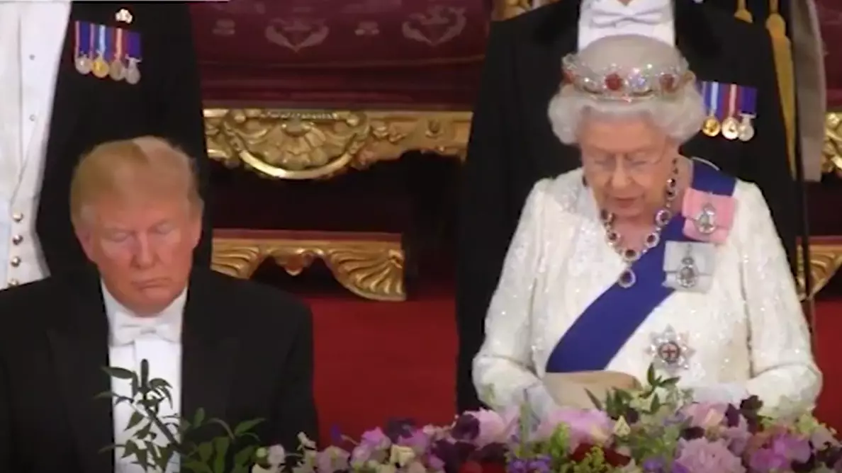 Donald Trump Appears To Catch Some Sleep During Queen's Speech At State Banquet