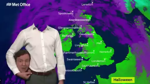 Weatherman Makes Use Of Green Screen During Halloween Broadcast  