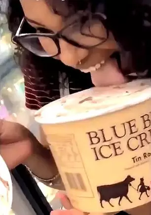 Don't lick ice cream and put it back on the shelf folks.