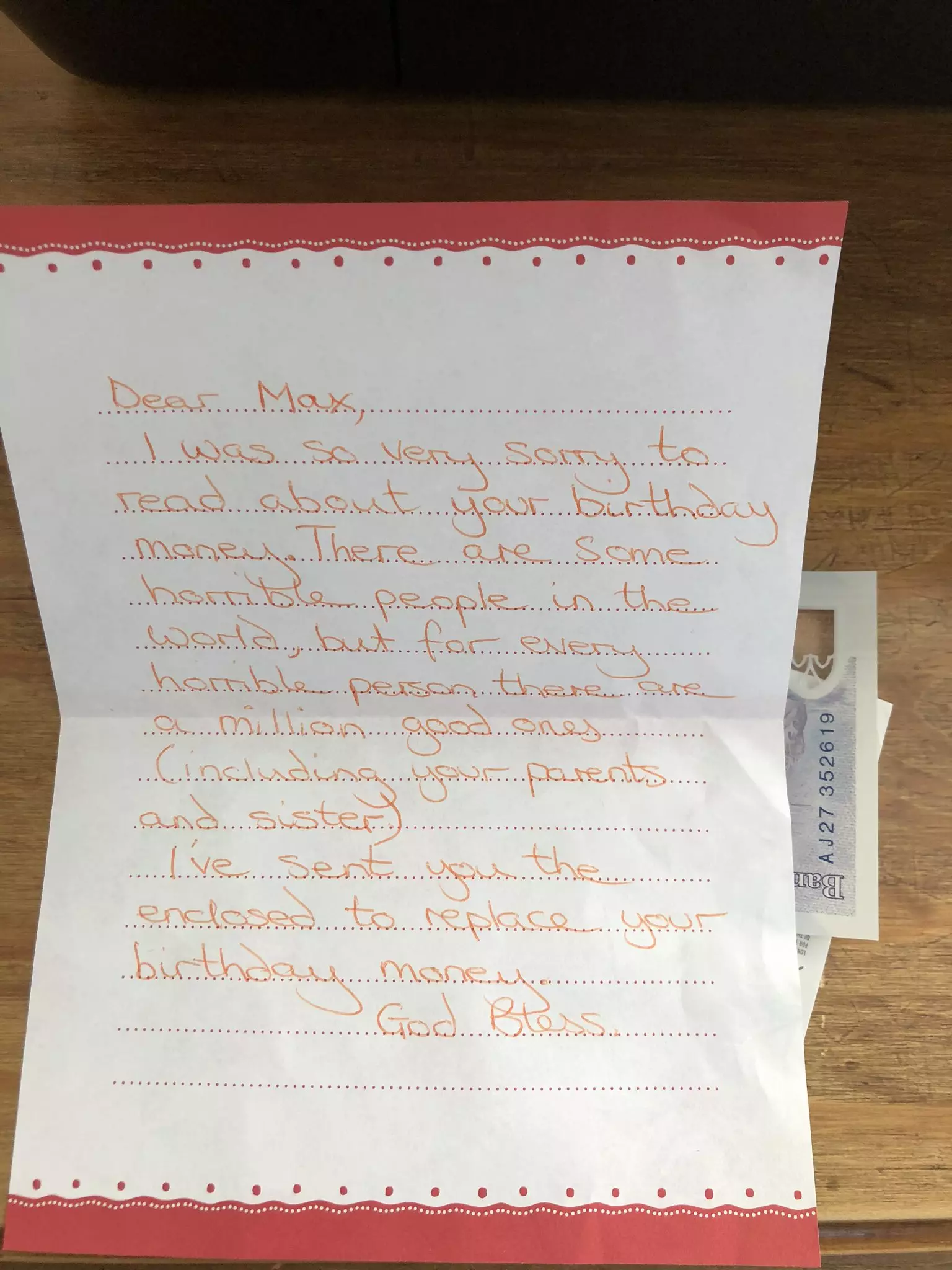 This letter was posted through the door.