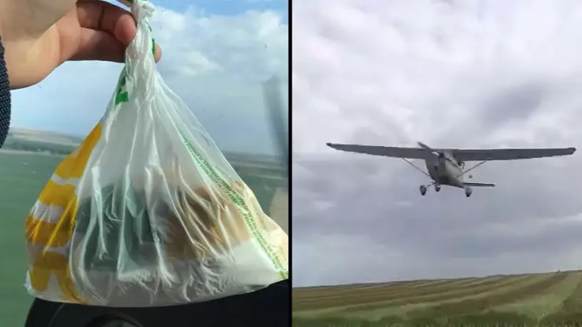 Pilot Helps Out A Mate By Dropping Him A Subway From His Plane 