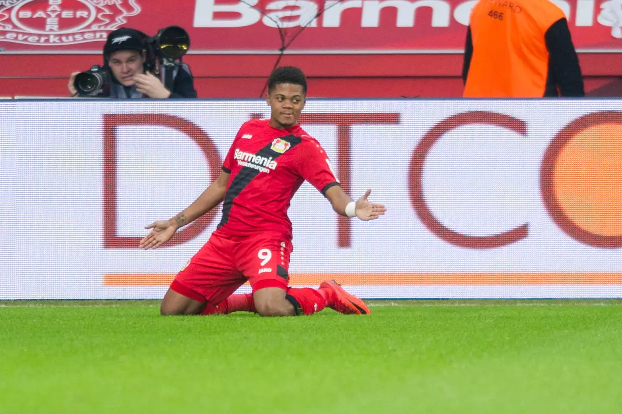 Bailey celebrates scoring a goal for Leverkusen. Image: PA