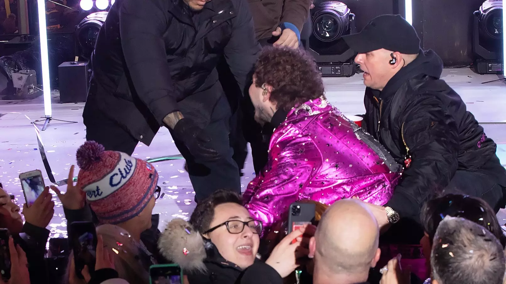 Post Malone Falls Off Stage At Dick Clark's NYE Celebration