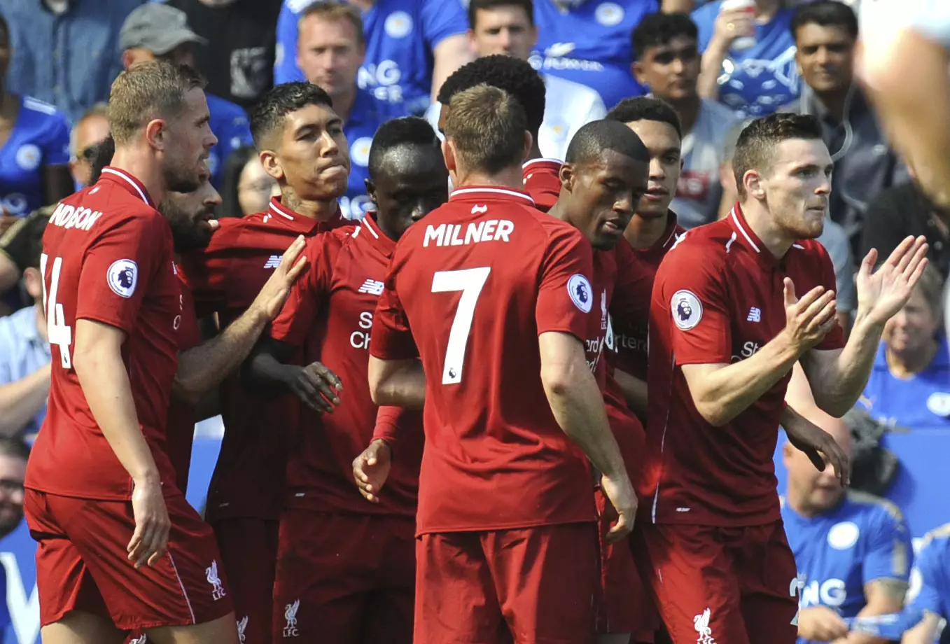 Liverpool Players Celebrating Mane's Goal