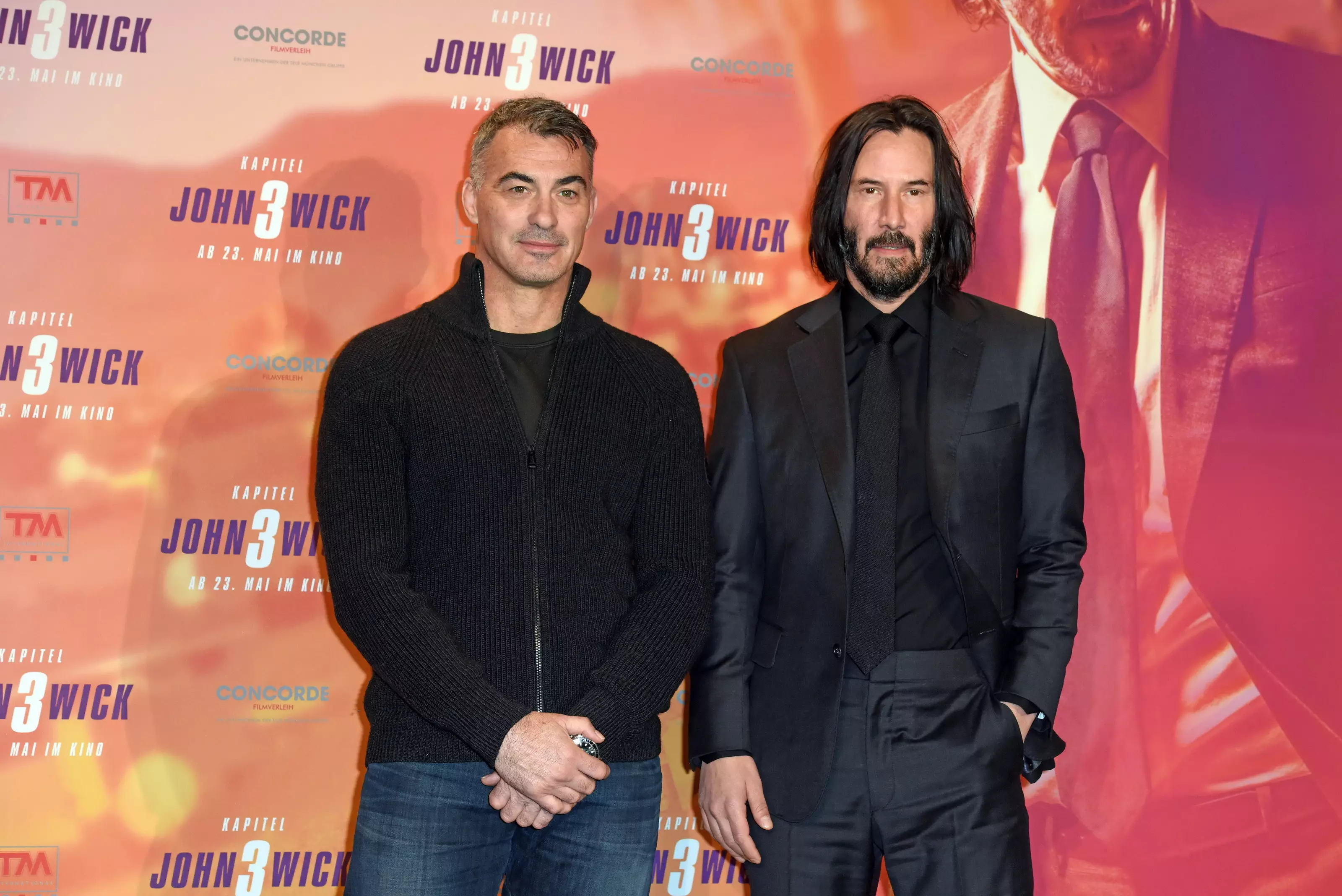 John Wick director Chad Stahelski with star Keanu Reeves.