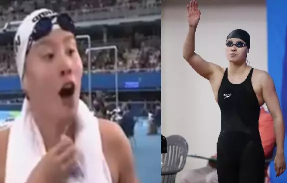 Chinese Swimmer Finds Out She Won Bronze Medal From Presenter